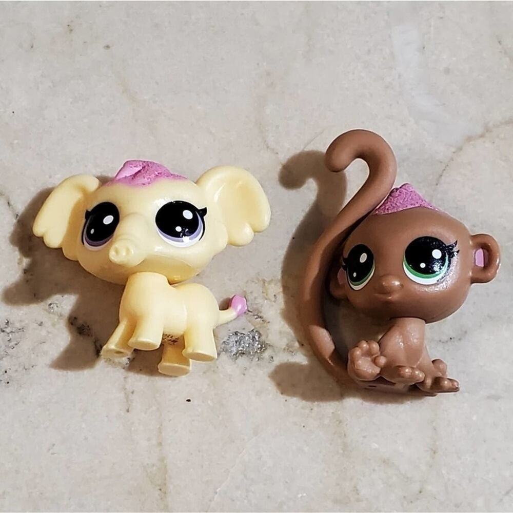 LITTLEST pet shop glitter elephant and monkey